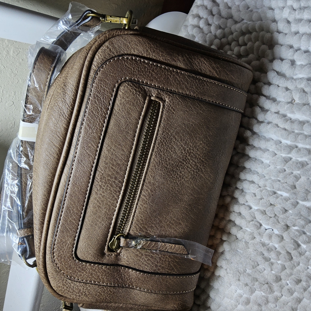 Ampere's Creations Vegan Leather Shitake Brown Crossbody Purse - Picture 7 of 14